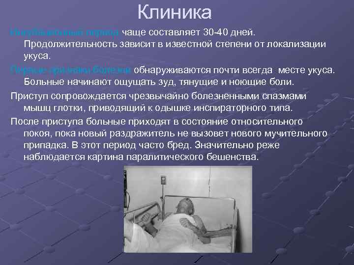 Клиника Инкубационный период чаще составляет 30 -40 дней. Продолжительность зависит в известной степени от