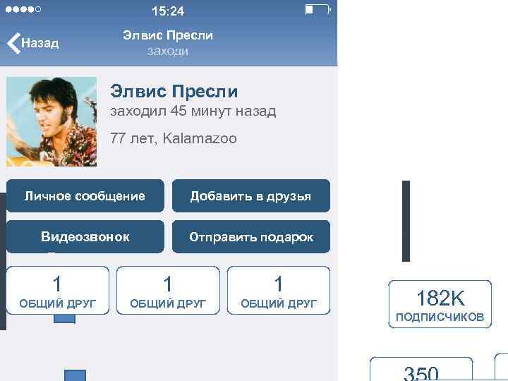 15: 24 Назад Элвис Пресли заходил 45 минут назад 77 лет, Kalamazoo Личное сообщение