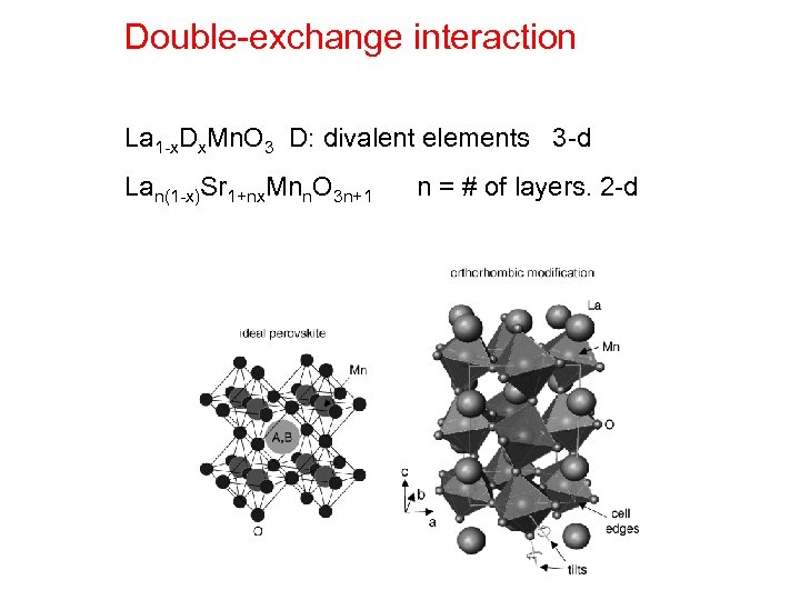 Double-exchange interaction La 1 -x. Dx. Mn. O 3 D: divalent elements 3 -d