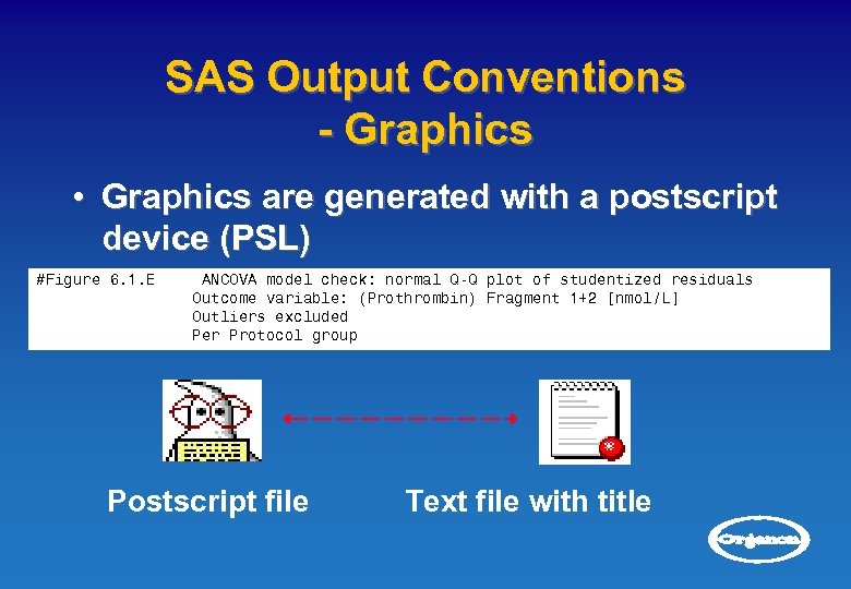 SAS Output Conventions - Graphics • Graphics are generated with a postscript device (PSL)