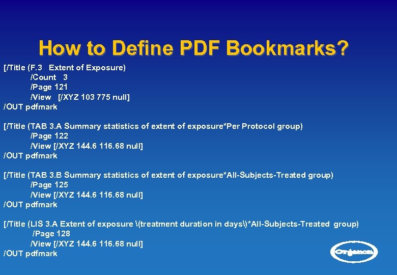 How to Define PDF Bookmarks? [/Title (F. 3 Extent of Exposure) /Count 3 /Page