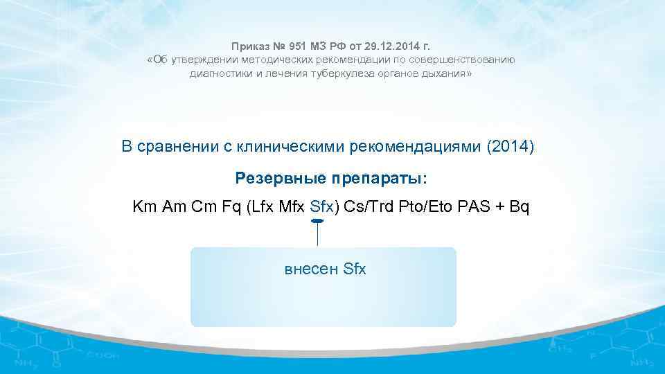 Приказ № 951 МЗ РФ от 29. 12. 2014 г. «Об утверждении методических рекомендации