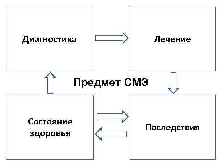 Диагностика Лечение Предмет СМЭ Состояние здоровья Последствия 