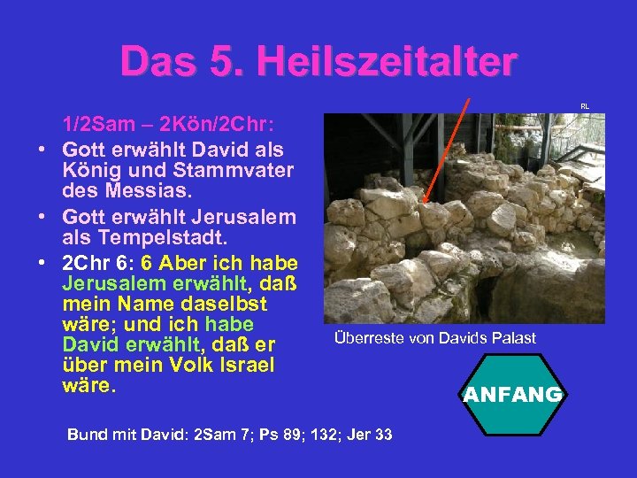 Das 5. Heilszeitalter RL 1/2 Sam – 2 Kön/2 Chr: • Gott erwählt David