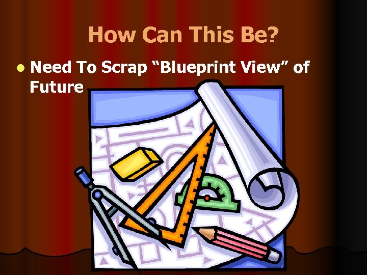 How Can This Be? l Need To Scrap “Blueprint View” of Future 