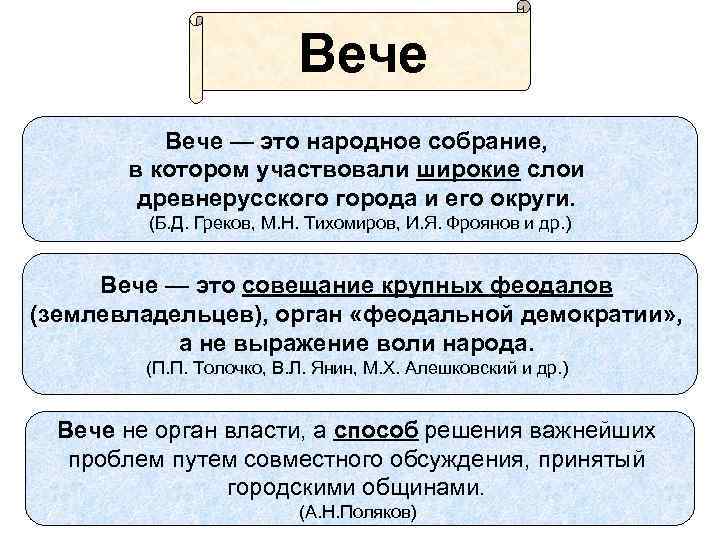 Вече — это народное собрание, в котором участвовали широкие слои древнерусского города и его