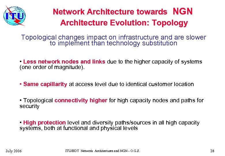 Network Architecture towards NGN Architecture Evolution: Topology Topological changes impact on infrastructure and are