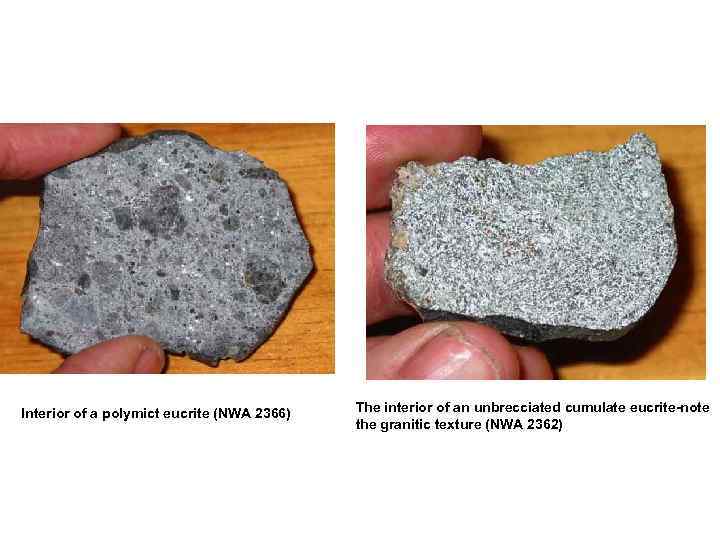 Interior of a polymict eucrite (NWA 2366) The interior of an unbrecciated cumulate eucrite-note