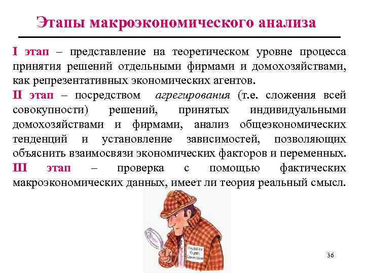 Этапы макроэкономического анализа I этап – представление на теоретическом уровне процесса принятия решений отдельными