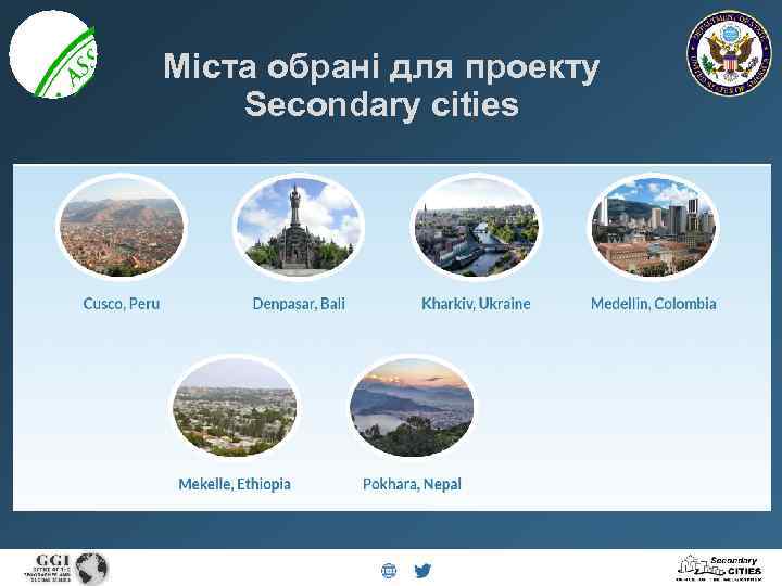 Міста обрані для проекту Secondary cities 