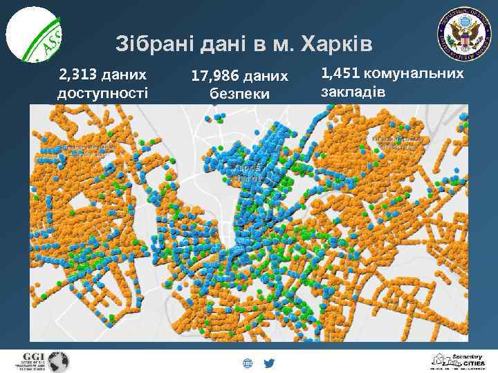 Зібрані дані в м. Харків 2, 313 даних доступності 17, 986 даних безпеки 1,