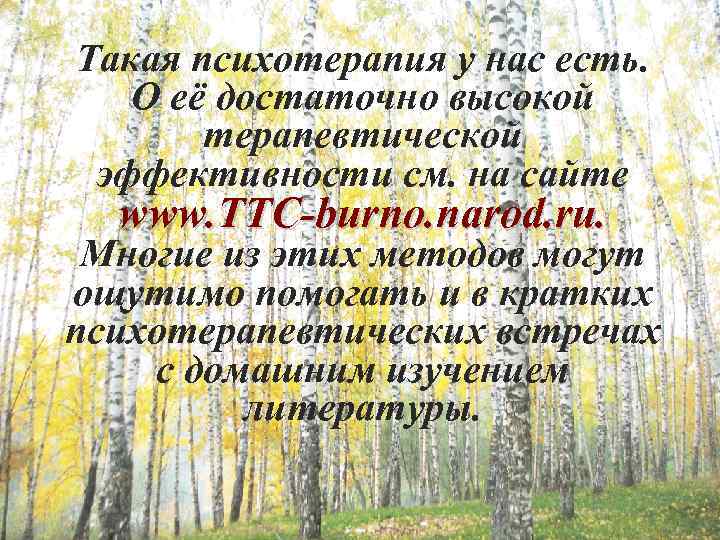 Такая психотерапия у нас есть. О её достаточно высокой терапевтической эффективности см. на сайте