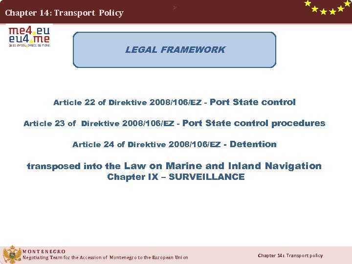 Chapter 14: Transport Policy Ø LEGAL FRAMEWORK Article 22 of Direktive 2008/106/EZ - Port