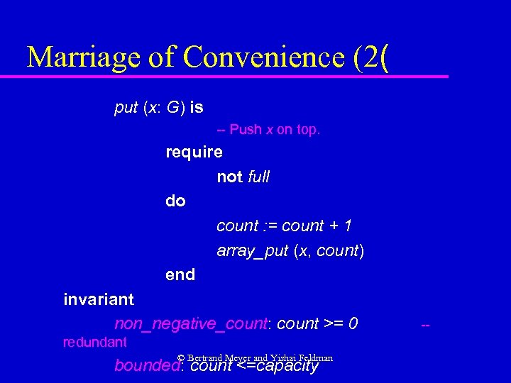 Marriage of Convenience (2( put (x: G) is -- Push x on top. require