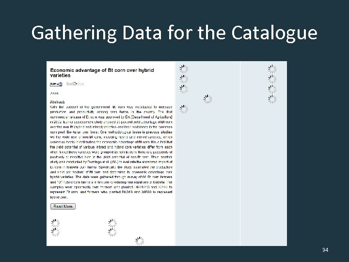 Gathering Data for the Catalogue 34 