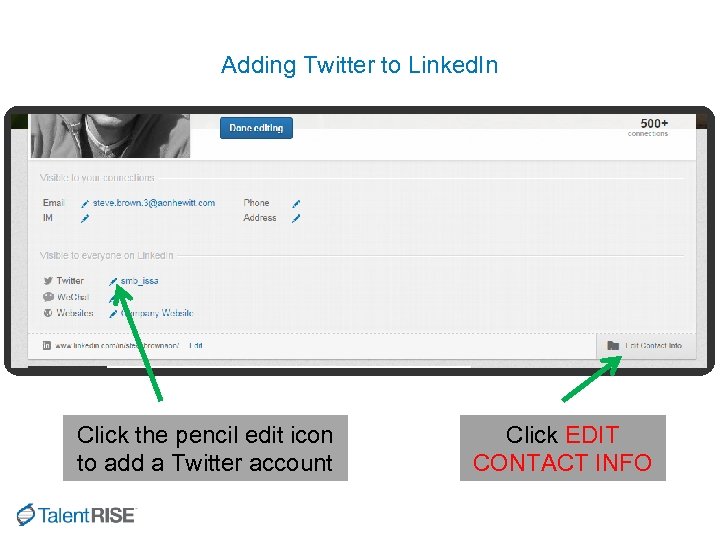 Adding Twitter to Linked. In Click the pencil edit icon to add a Twitter