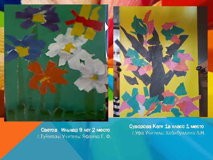 Саетов Ильнар 9 лет 2 место г. Туймазы Учитель: Яфаева Г. Ф. Суворова Катя