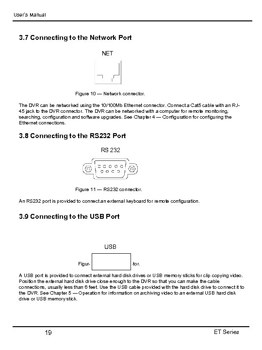 User’s Manual 3. 7 Connecting to the Network Port NET Figure 10 — Network