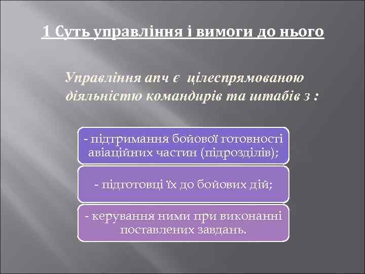 1 Суть управління і вимоги до нього Управління апч є цілеспрямованою діяльністю командирів та