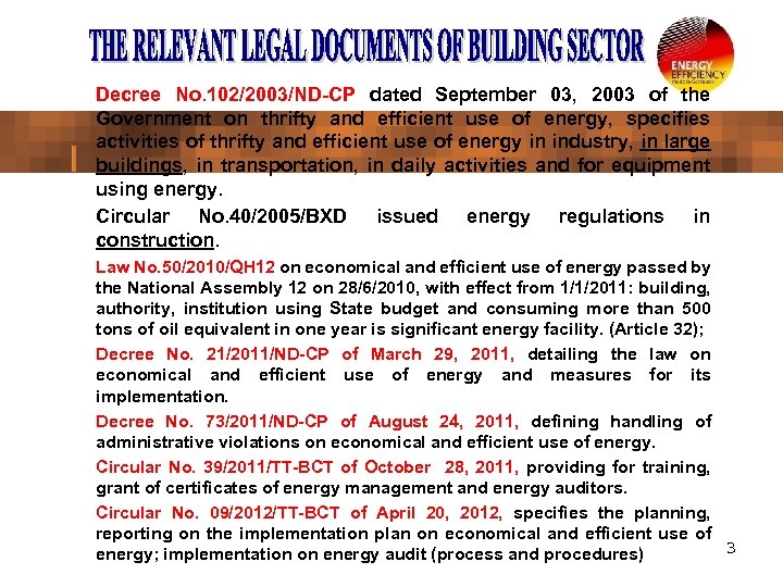 l l l l Decree No. 102/2003/ND-CP dated September 03, 2003 of the Government