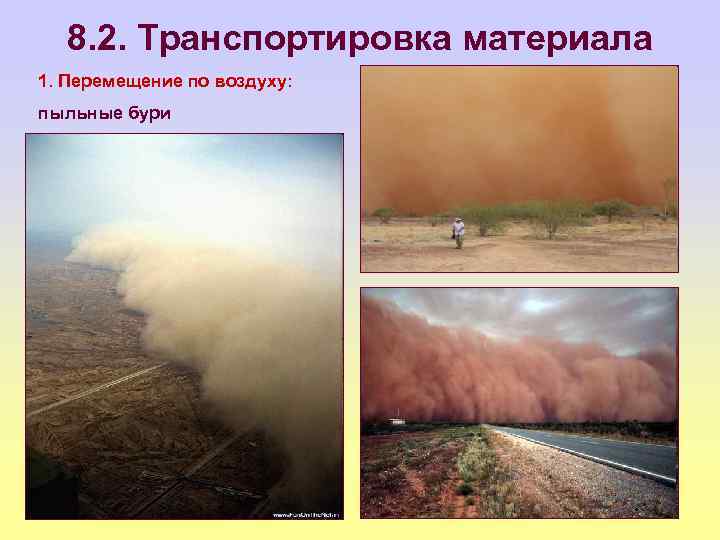 8. 2. Транспортировка материала 1. Перемещение по воздуху: пыльные бури 