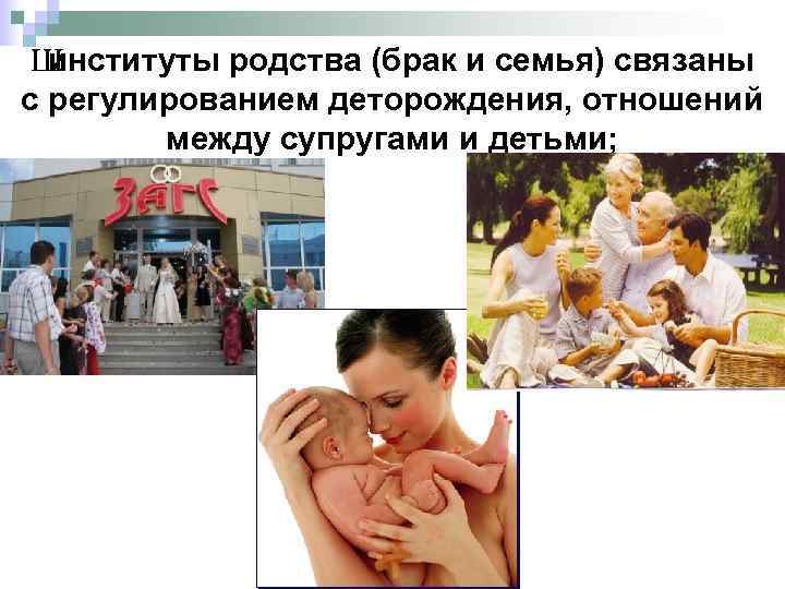 Ш институты родства (брак и семья) связаны с регулированием деторождения, отношений между супругами и