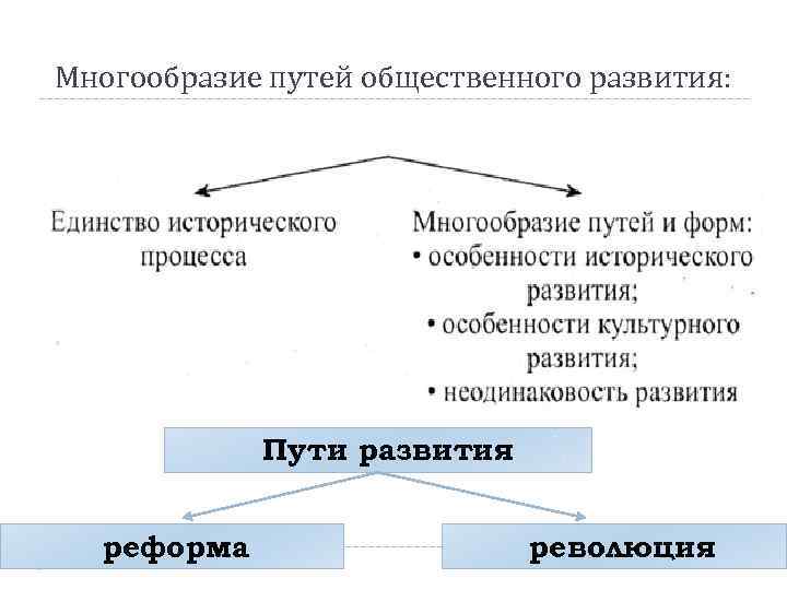 Многообразие путей общественного развития: Пути развития реформа революция 