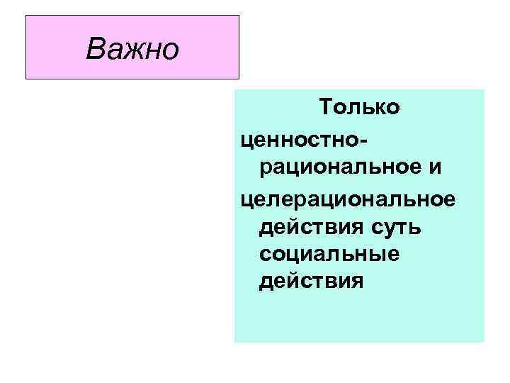 Важно Только ценностнорациональное и целерациональное действия суть социальные действия 