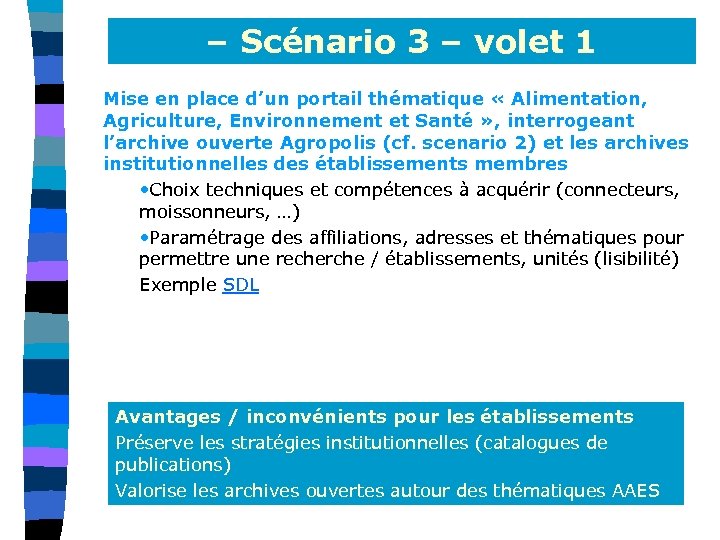 – Scénario 3 – volet 1 Mise en place d’un portail thématique « Alimentation,