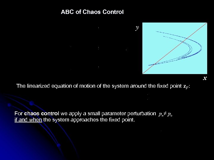 ABC of Chaos Control y x The linearized equation of motion of the system