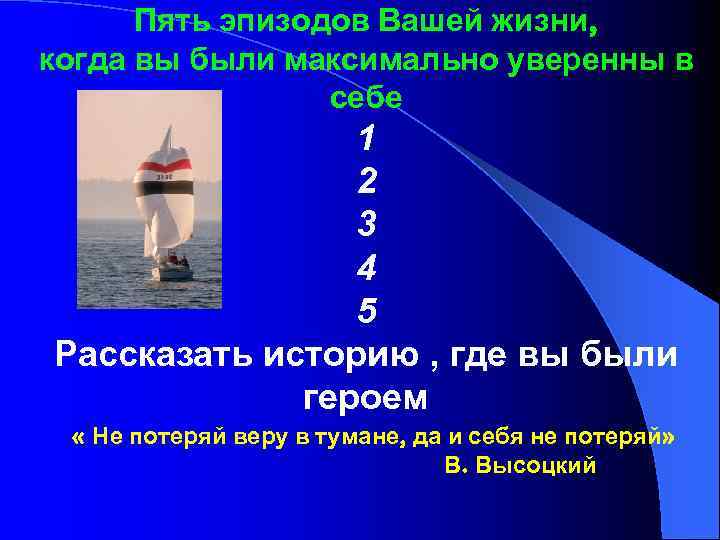 Пять эпизодов Вашей жизни, когда вы были максимально уверенны в себе 1 2 3