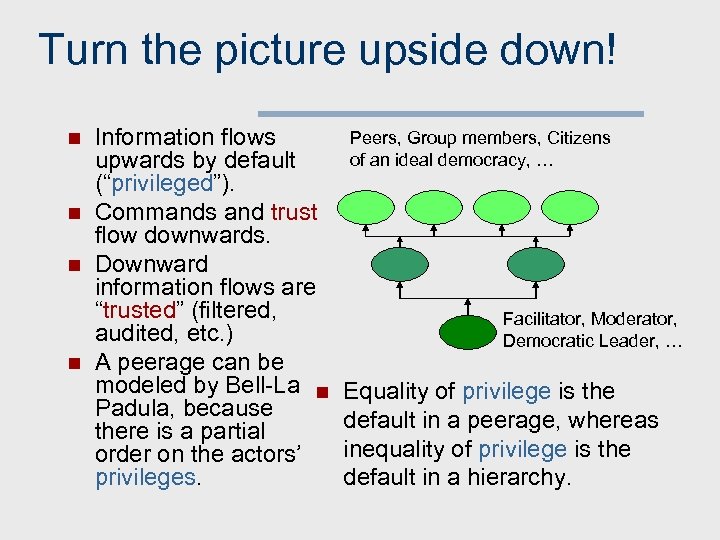 Turn the picture upside down! n n Information flows upwards by default (“privileged”). Commands