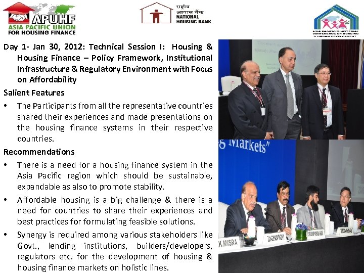 Day 1 - Jan 30, 2012: Technical Session I: Housing & Housing Finance –