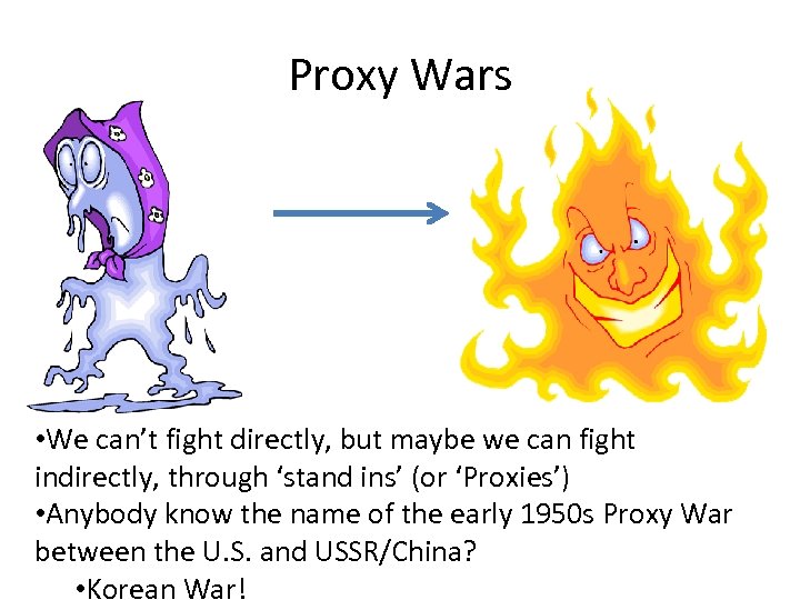 Proxy Wars • We can’t fight directly, but maybe we can fight indirectly, through