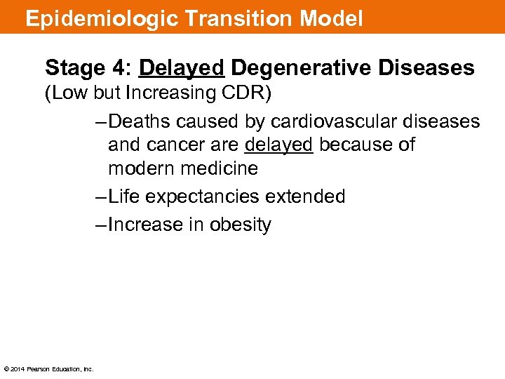 Epidemiologic Transition Model Stage 4: Delayed Degenerative Diseases (Low but Increasing CDR) – Deaths