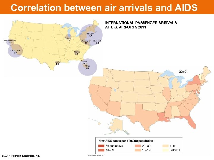 Correlation between air arrivals and AIDS INTERNATIONAL PASSENGER ARRIVALS AT U. S. AIRPORTS 2011