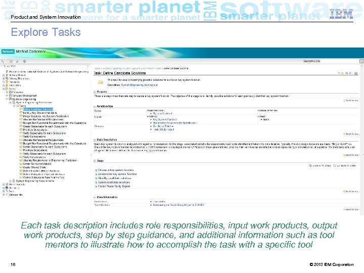 Product and System Innovation Explore Tasks Each task description includes role responsibilities, input work