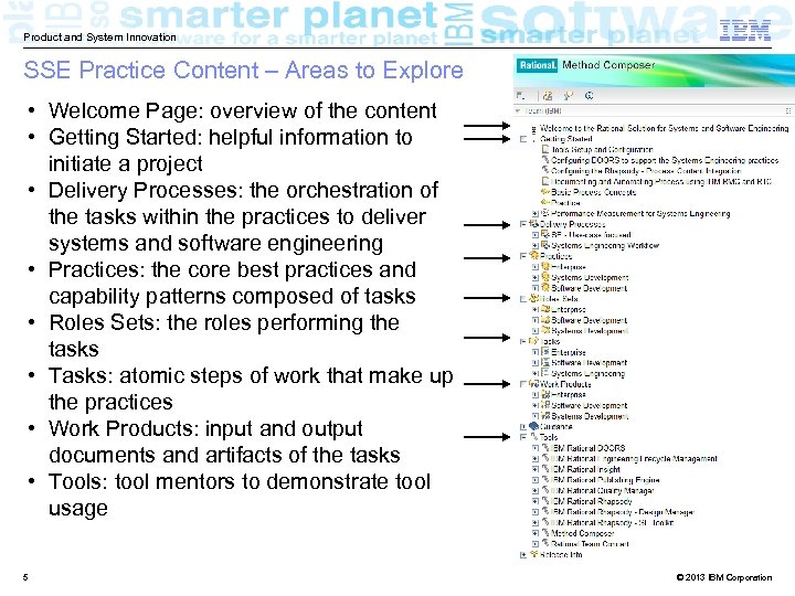 Product and System Innovation SSE Practice Content – Areas to Explore • Welcome Page: