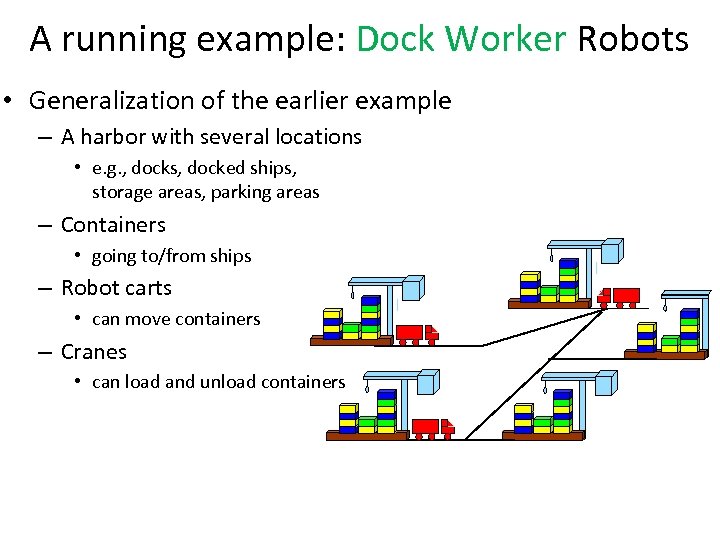 A running example: Dock Worker Robots • Generalization of the earlier example – A