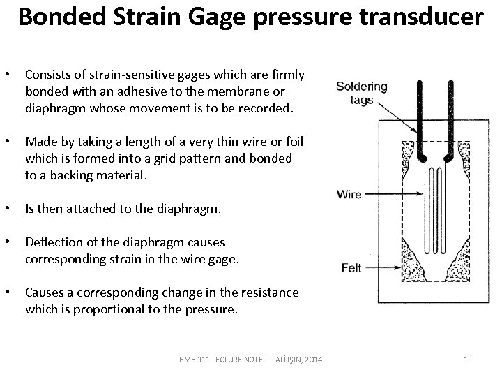 Bonded Strain Gage pressure transducer • Consists of strain-sensitive gages which are firmly bonded