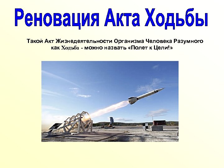 Такой Акт Жизнедеятельности Организма Человека Разумного как Ходьба - можно назвать «Полет к Цели!»