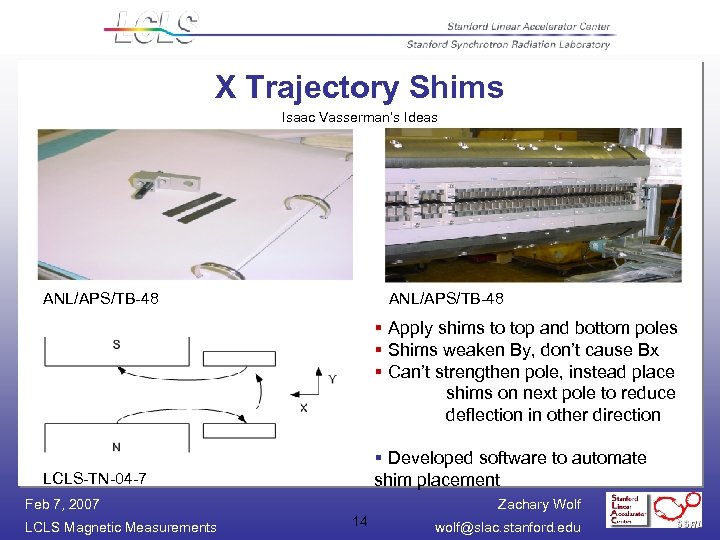 X Trajectory Shims Isaac Vasserman’s Ideas ANL/APS/TB-48 § Apply shims to top and bottom