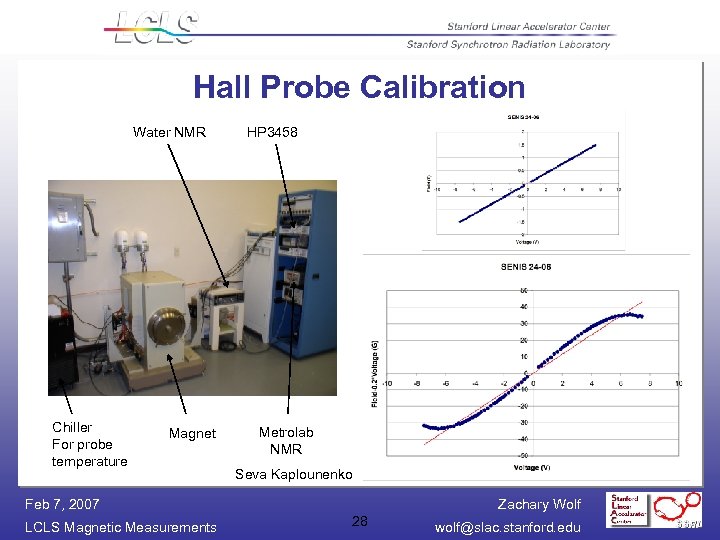 Hall Probe Calibration Water NMR Chiller For probe temperature Magnet HP 3458 Metrolab NMR