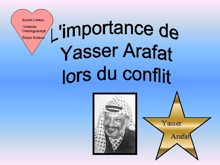Rachel Lebeau Catherine Deslongchamps Émilie Brideau Yasser Arafat 