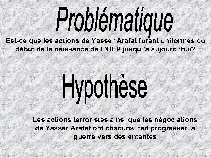 Est-ce que les actions de Yasser Arafat furent uniformes du début de la naissance