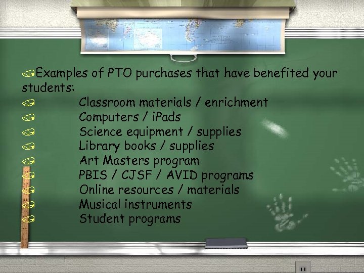 /Examples students: / / / / / of PTO purchases that have benefited your