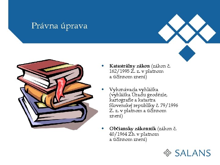 Právna úprava w Katastrálny zákon (zákon č. 162/1995 Z. z. v platnom a účinnom