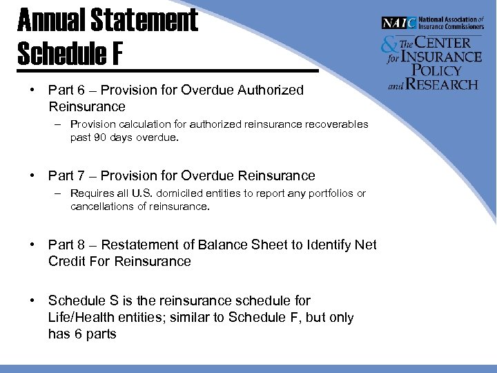 Annual Statement Schedule F • Part 6 – Provision for Overdue Authorized Reinsurance –