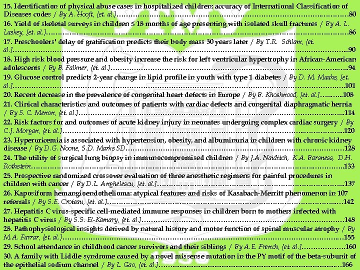 15. Identification of physical abuse cases in hospitalized children: accuracy of International Classification of