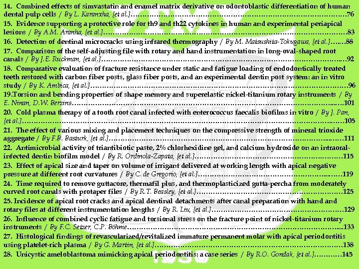 14. Combined effects of simvastatin and enamel matrix derivative on odontoblastic differentiation of human